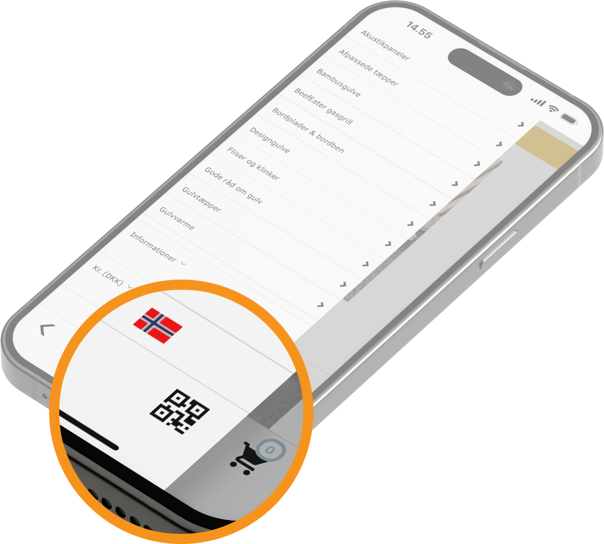 Gulvlageret QR code pop-up