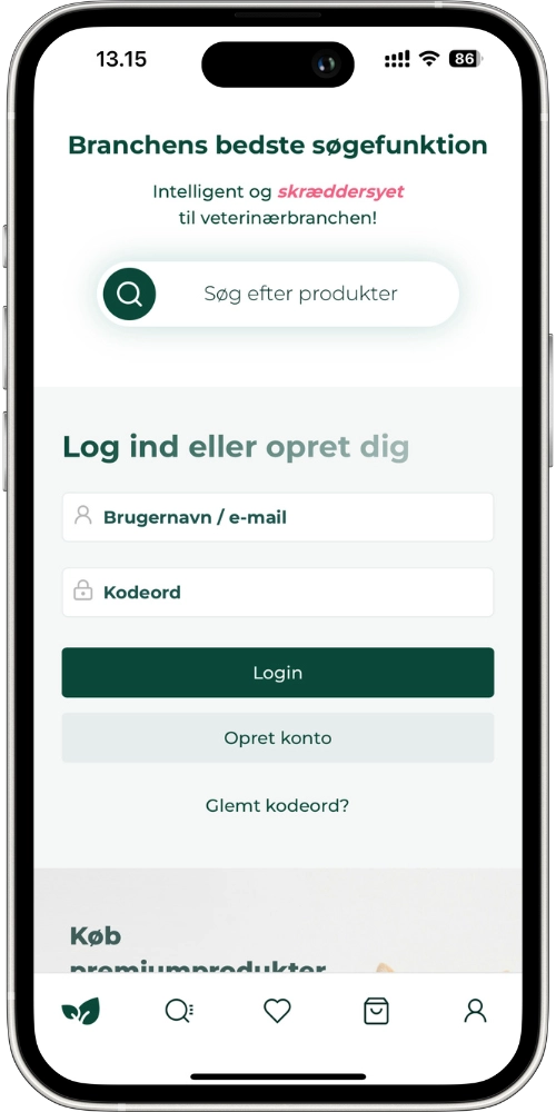 Vetnordic app home screen