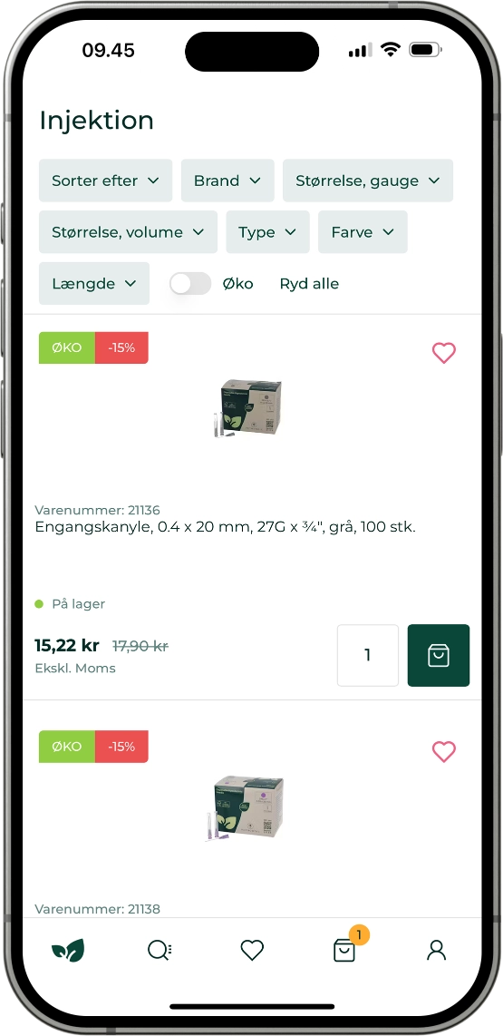 Vetnordic category page in the app
