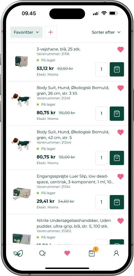Vetnordic favorites page in the app
