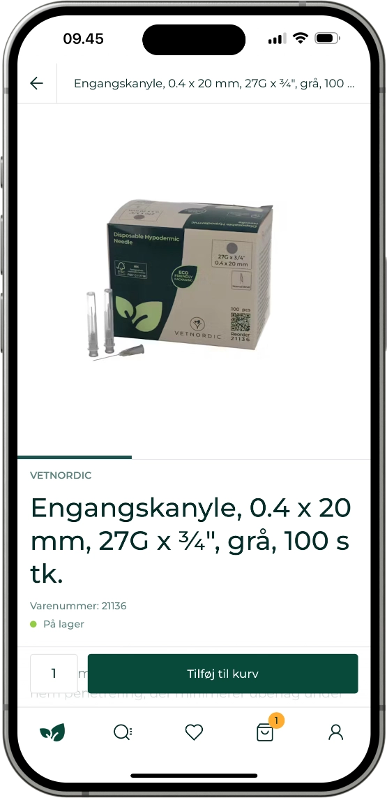 Vetnordic product page in the app