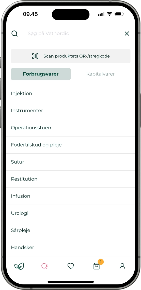 Vetnordic search in the app